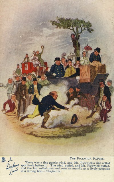 En la tierra de Dickens - Postcard de Los papeles póstumos del Club Pickwick, c.1905 de Hablot Knight Browne
